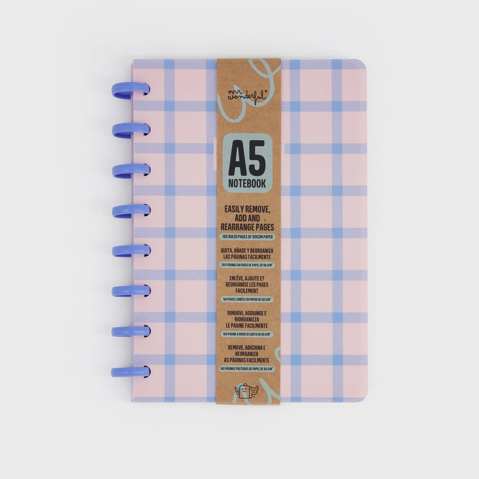 A5 notebook - Blue and pink checks - Image 2