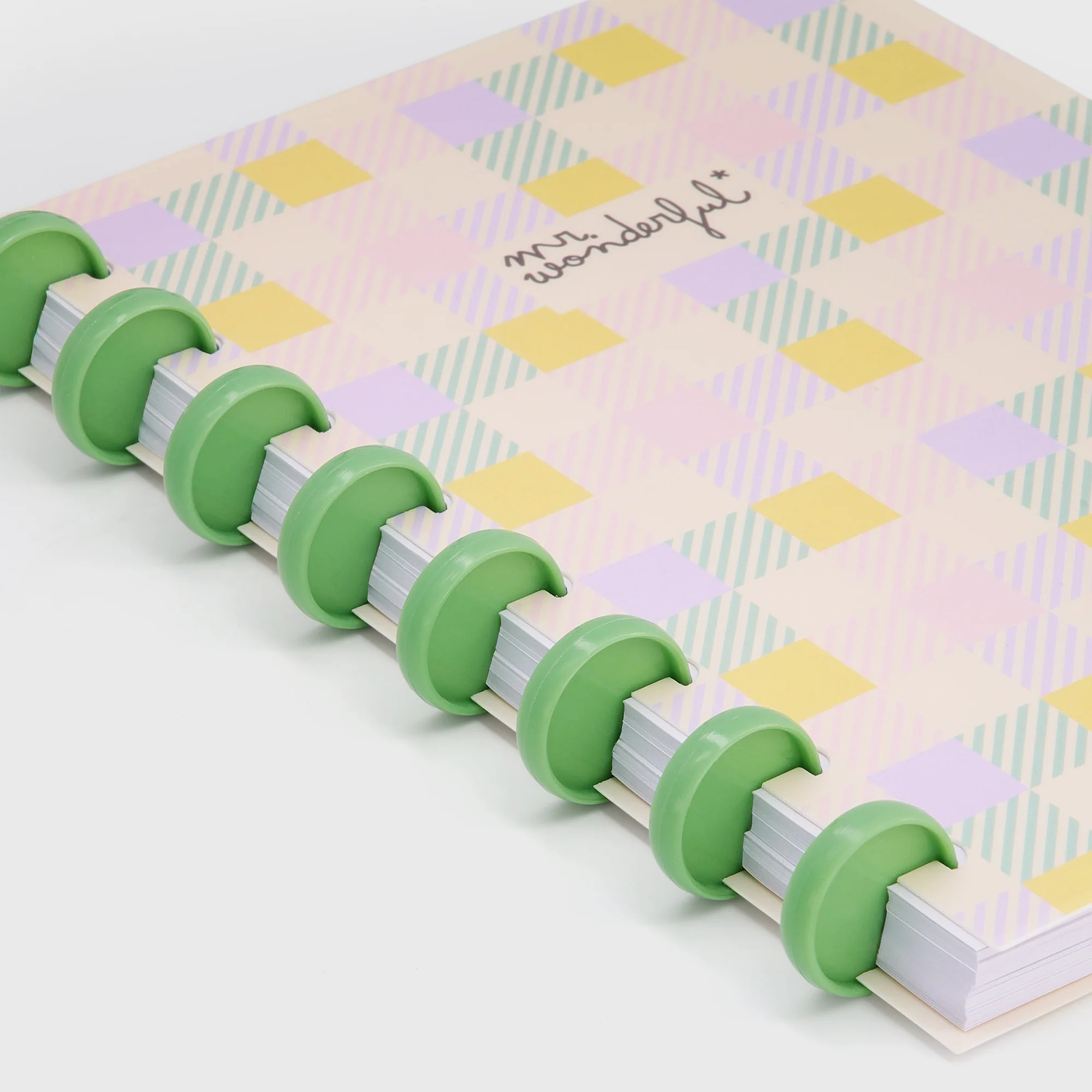 Libreta A5 - Cuadros amarillo, verde y lila - Image 3