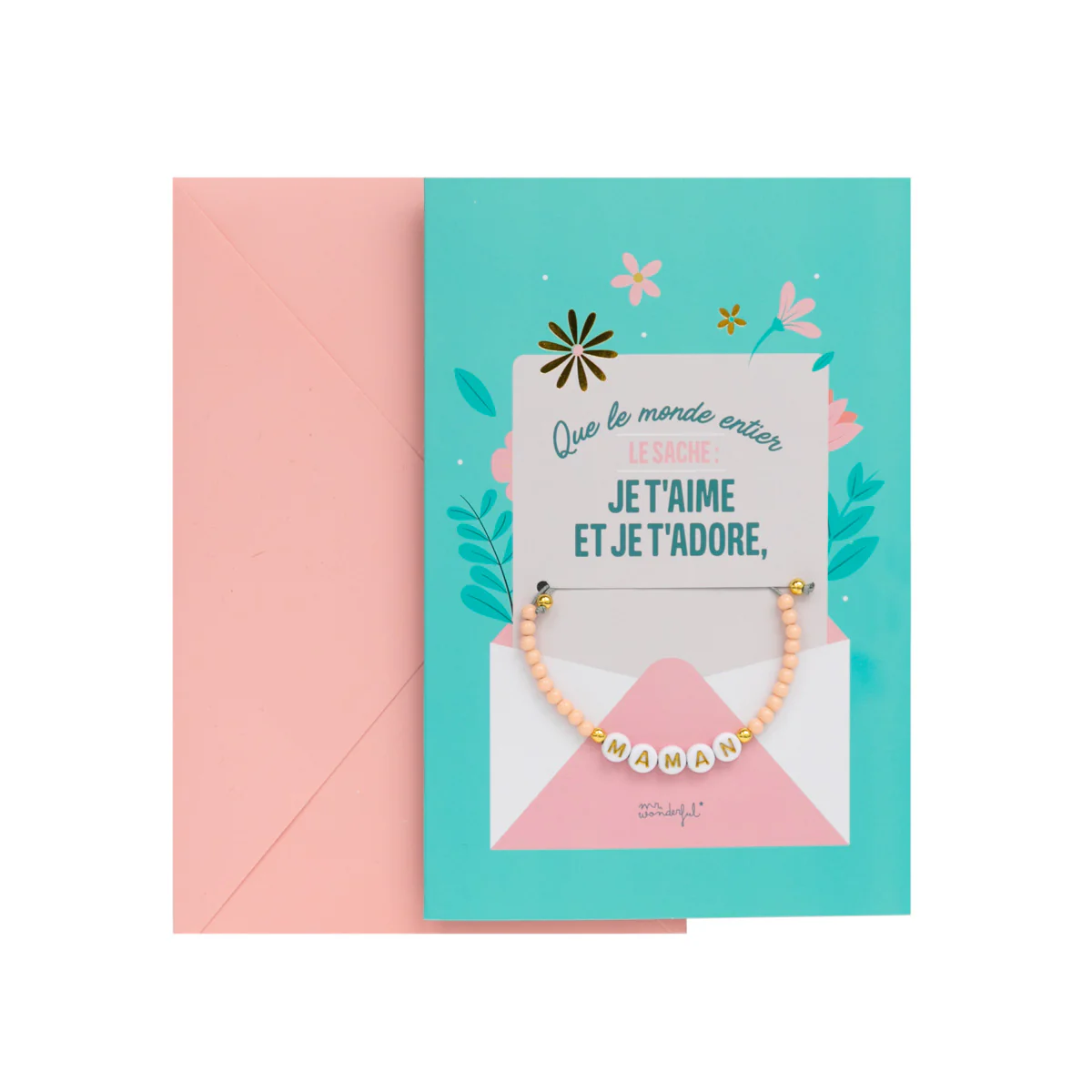 Carte avec bracelet - Que le monde entier le sache : je t'aime et je t'adore, maman - Image 2
