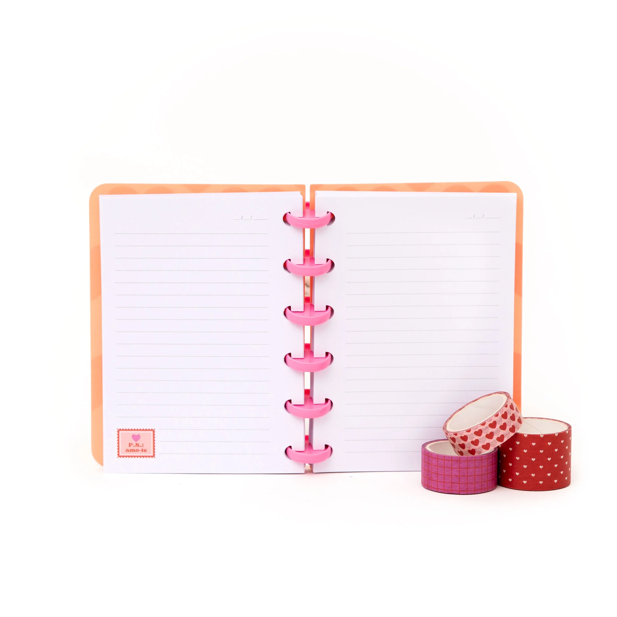 Conjunto de caderno A6 para deixar mensagens de amor + 3 washi tapes - P.S.: Amo-te - Image 5