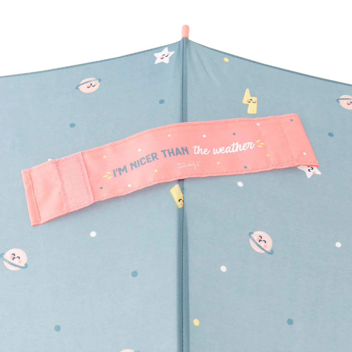 Large-sized umbrella blue colour - Planet print - Image 4