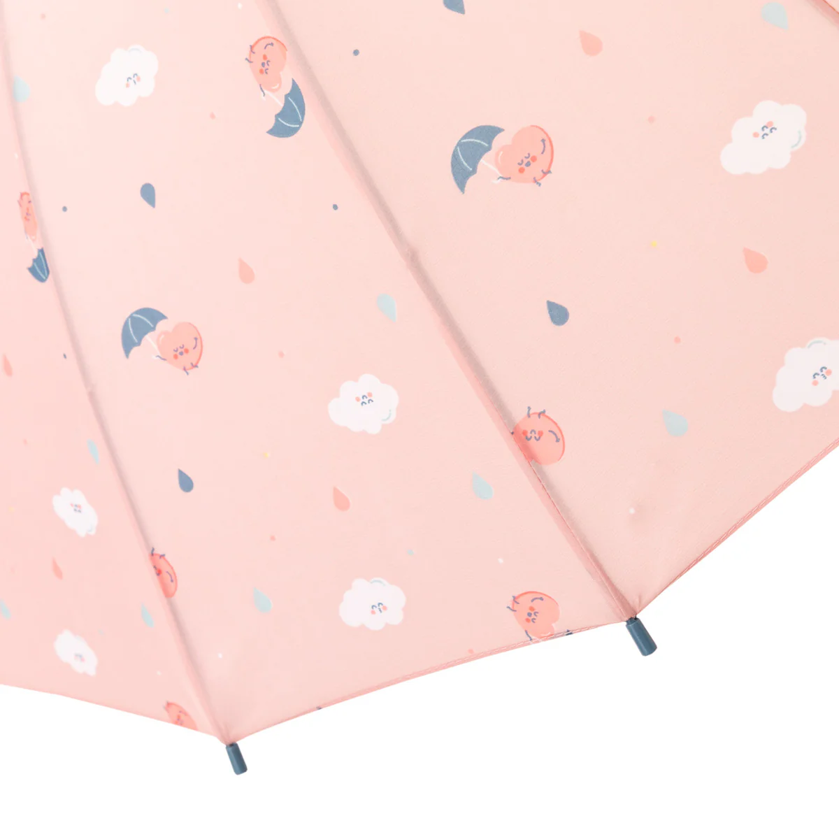 Large-sized umbrella pink - Hearts and clouds