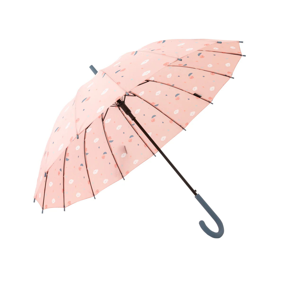 Large-sized umbrella pink - Hearts and clouds - Image 2