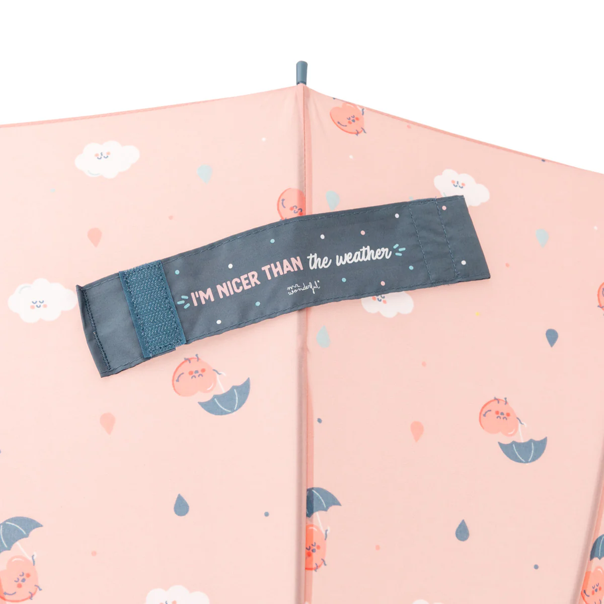 Large-sized umbrella pink - Hearts and clouds - Image 3
