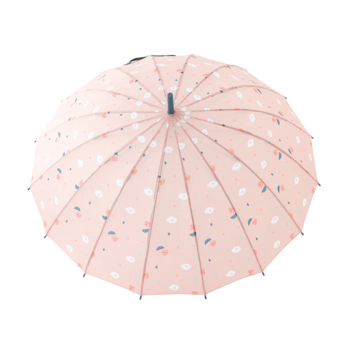 Large-sized umbrella pink - Hearts and clouds - Image 4