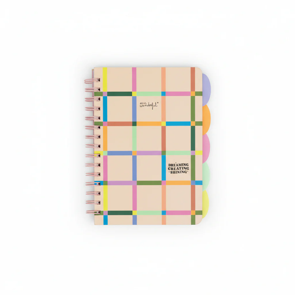 Caderno A5 pautado com divisores - Dreaming, creating, shining