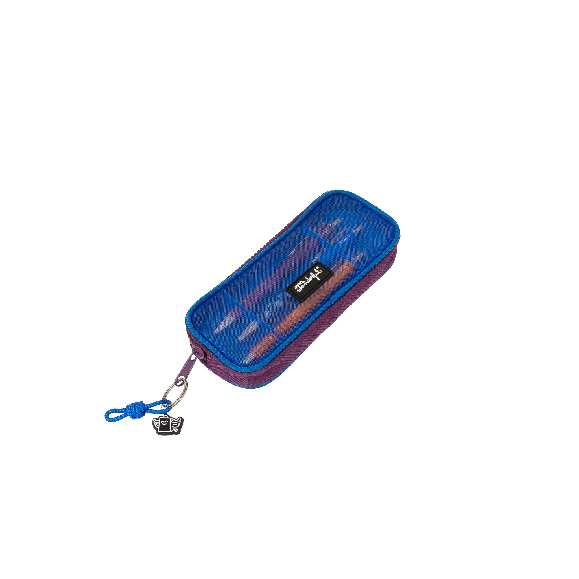Estuche de rejilla con 3 bolígrafos - Azul - Image 4