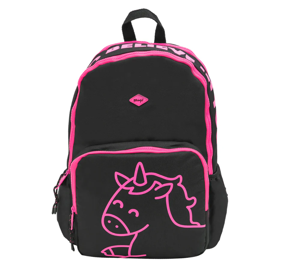 Kit de mochila + libreta A5 + llavero de peluche - Unicornio negro y fucsia - Image 2