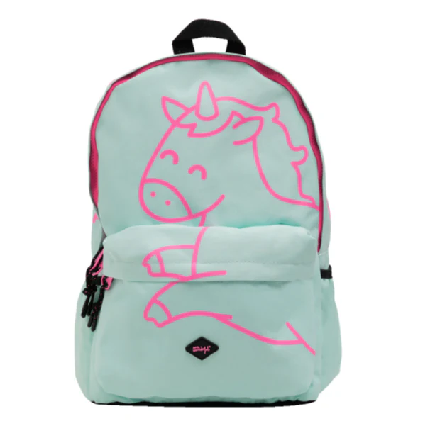 Kit de mochila + estuche extensible + llavero de peluche - Unicornio mint y fucsia - Image 2