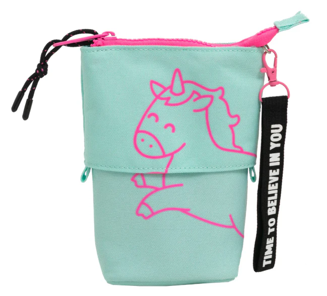 Kit de mochila + estuche extensible + llavero de peluche - Unicornio mint y fucsia - Image 3