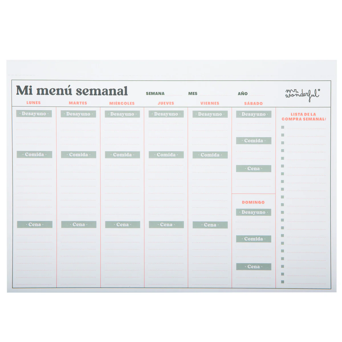 Planificador semanal de menús - De la mente al mantel: ¡tu menú en un papel! - Image 2
