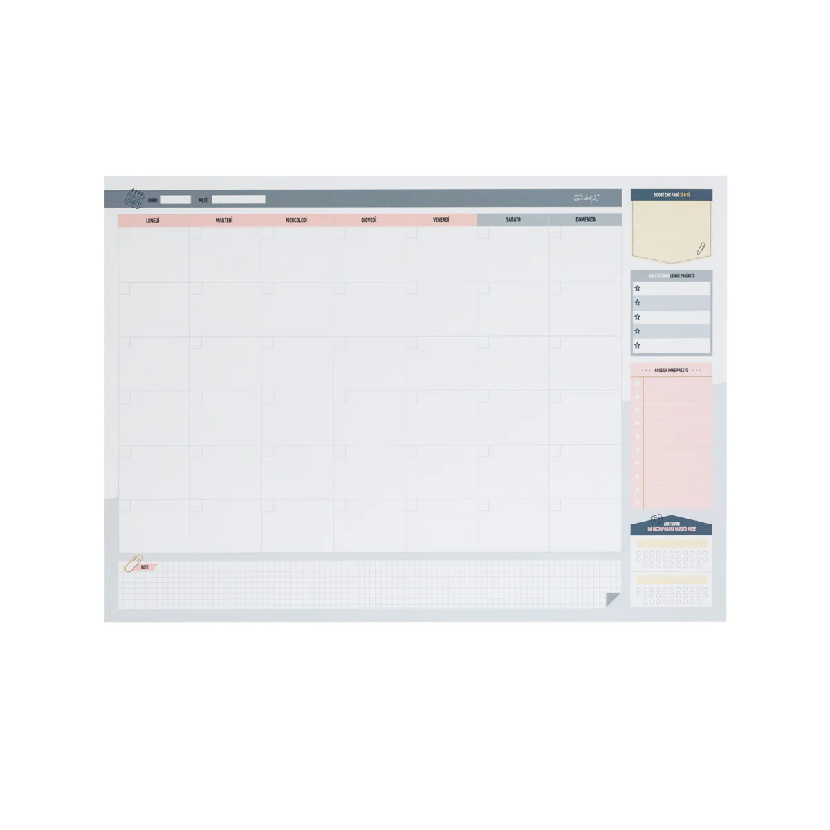 Planner da scrivania per mesi incredibili