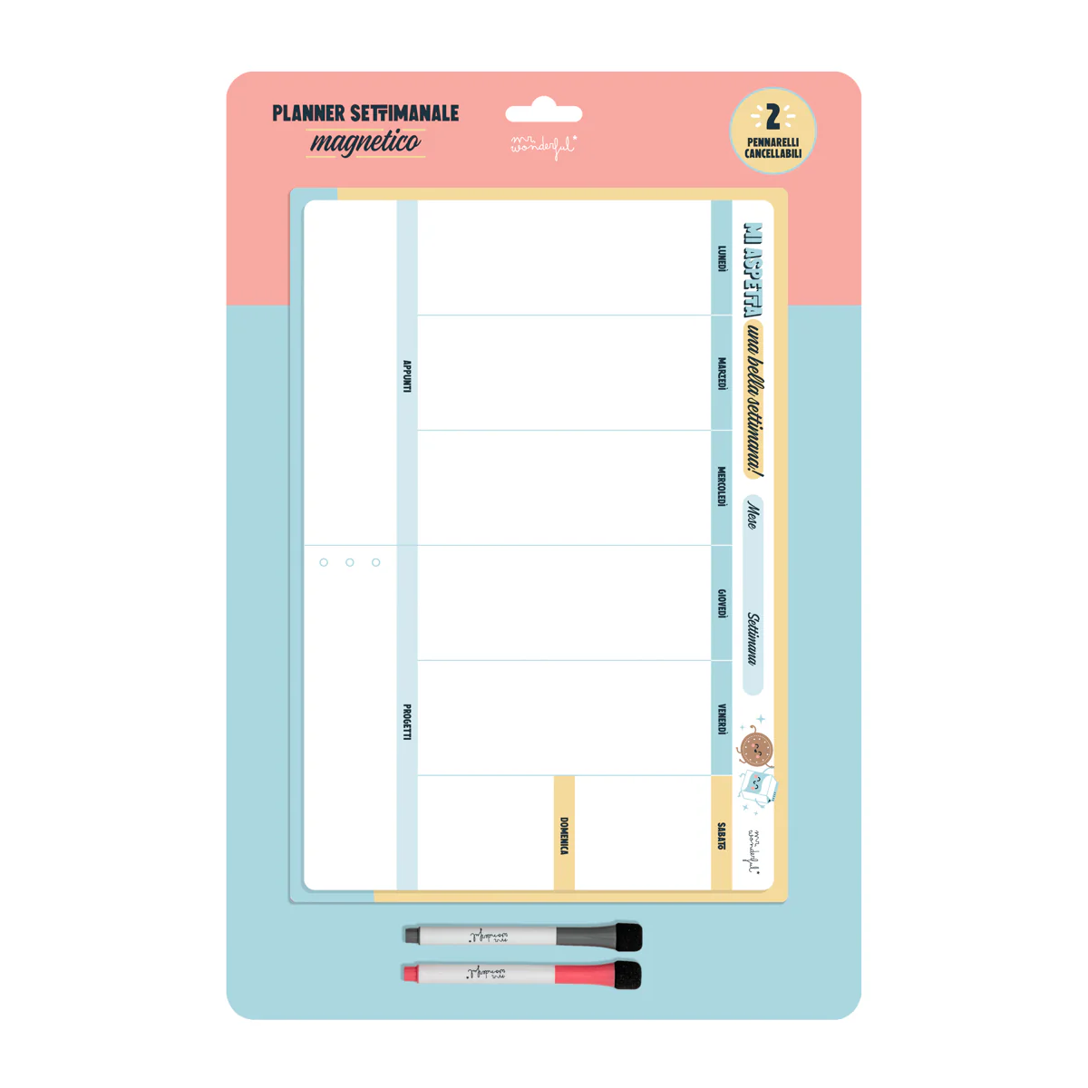Planner settimanale magnetico e cancellabile - Mi aspetta una bella settimana!