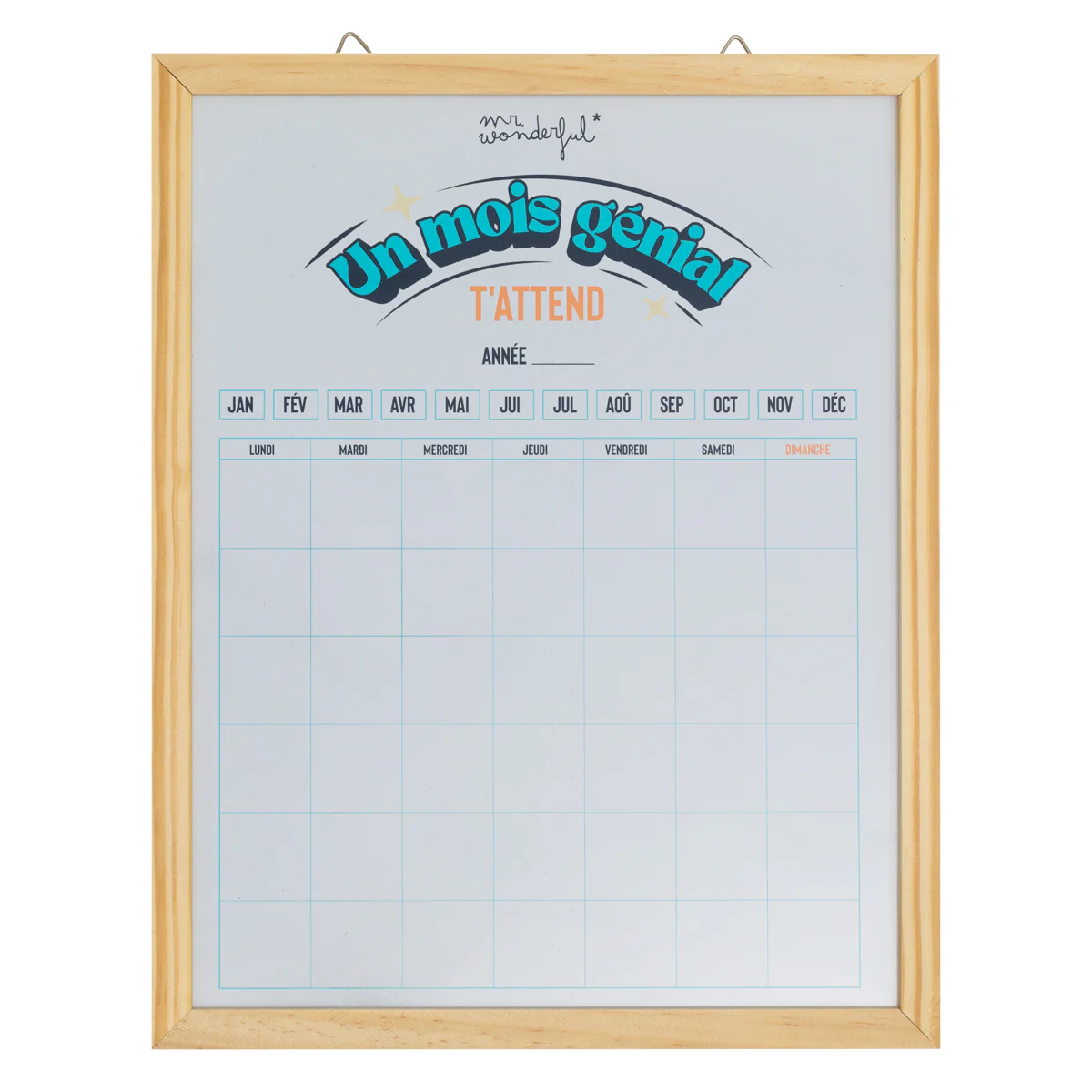 Planning mensuel mural en tableau blanc - Un mois génial t'attend
