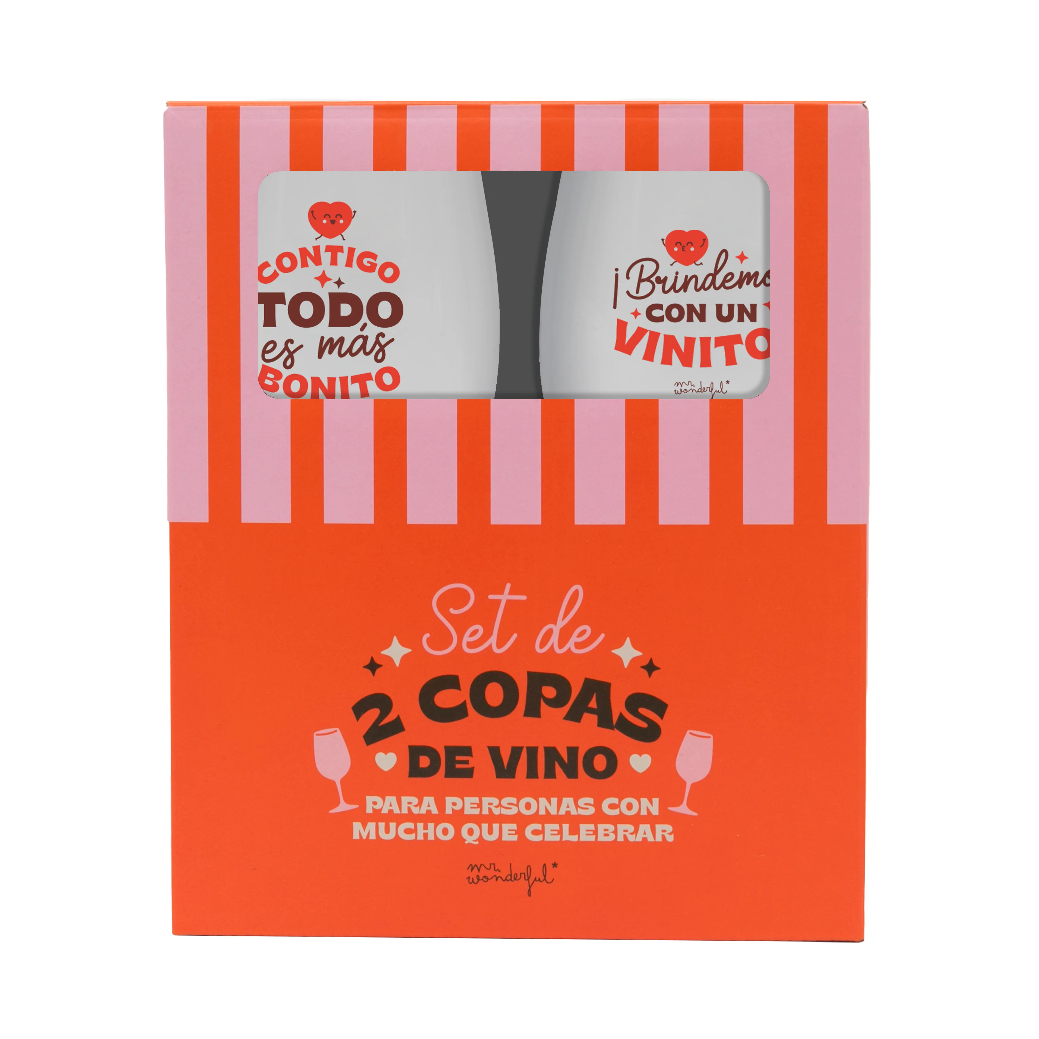 Set de 2 copas de vino - Contigo todo es más bonito. ¡Brindemos con un vinito! - Image 4