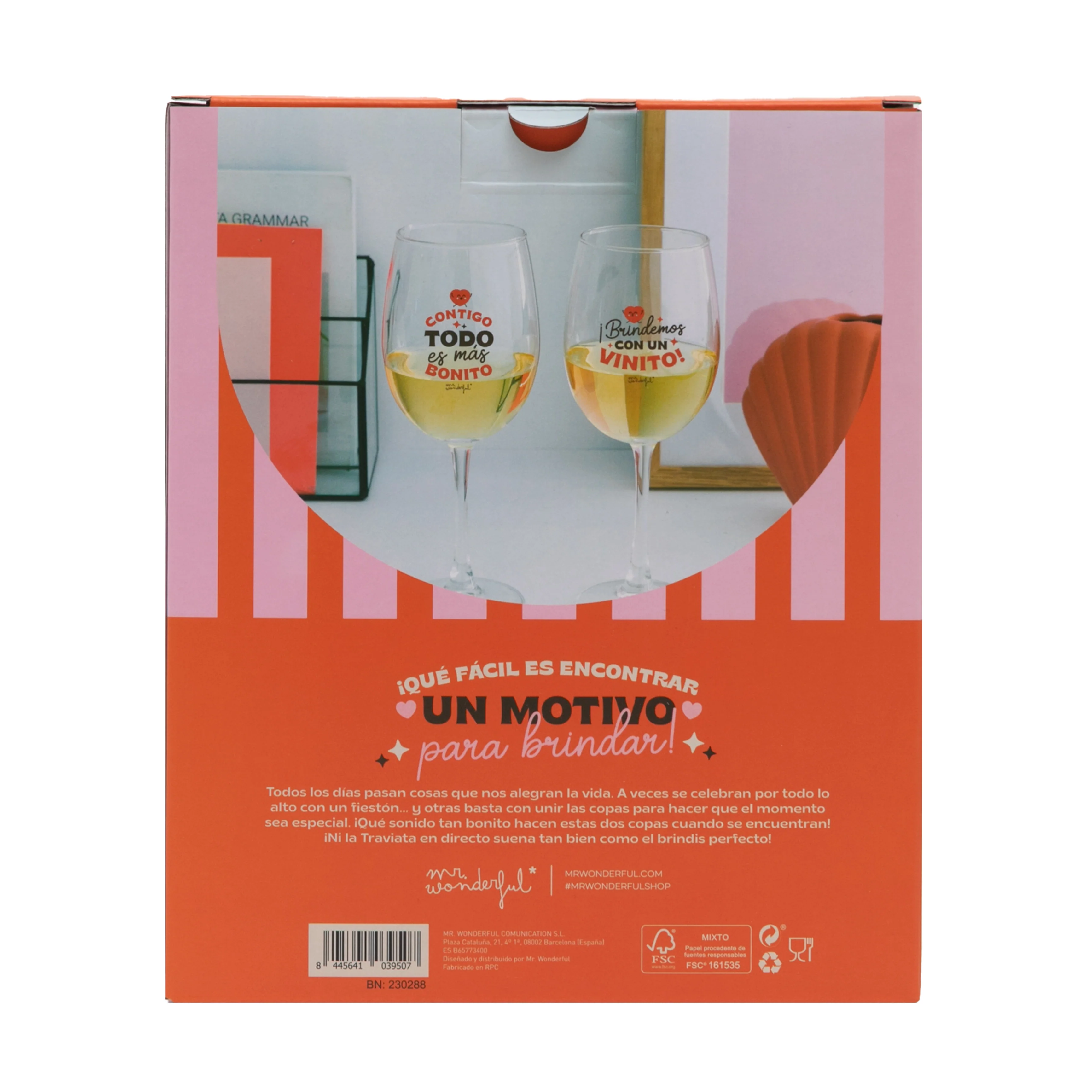 Set de 2 copas de vino - Contigo todo es más bonito. ¡Brindemos con un vinito! - Image 5
