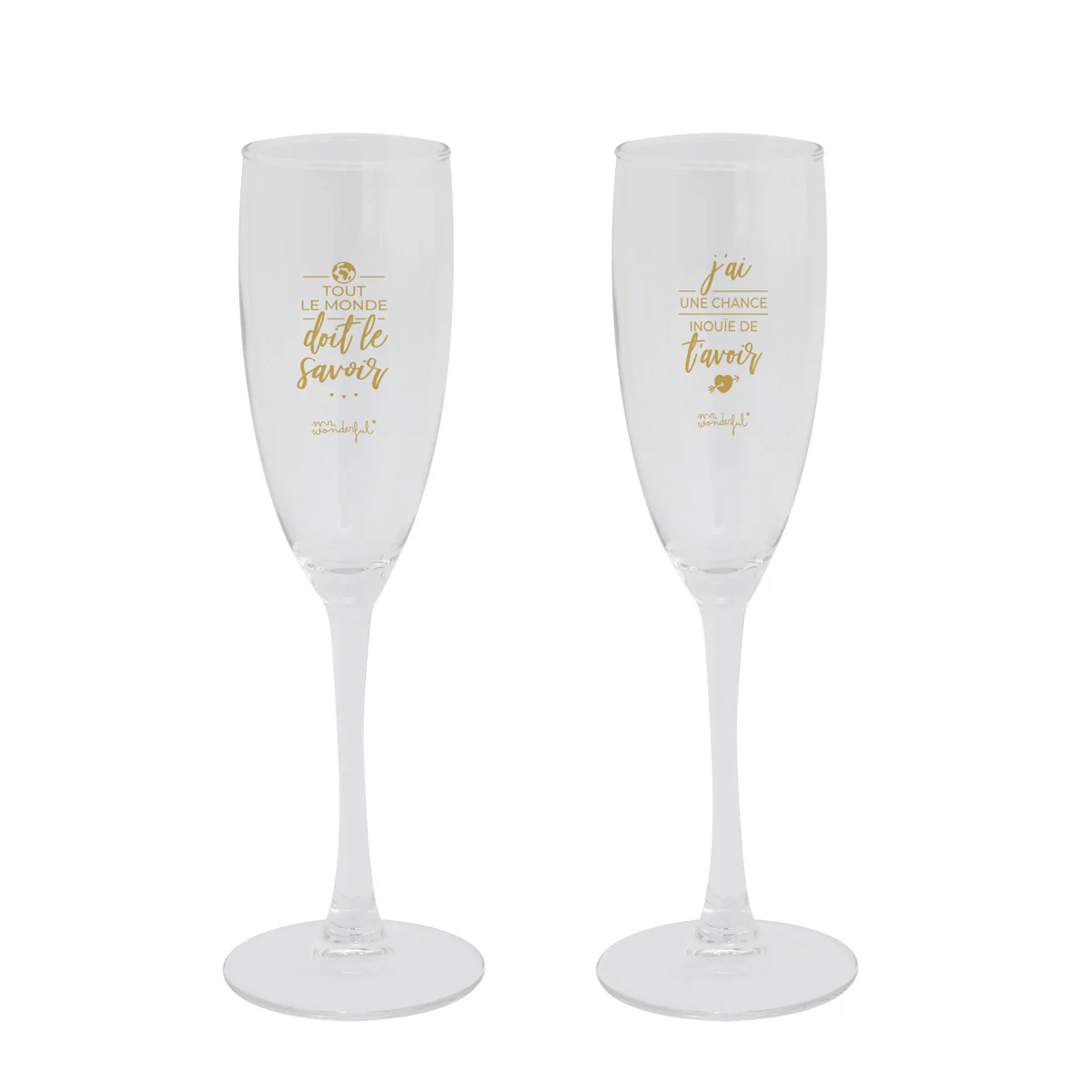 Set de 2 flûtes à champagne - Tout le monde doit le savoir : j'ai une chance inouïe de t'avoir