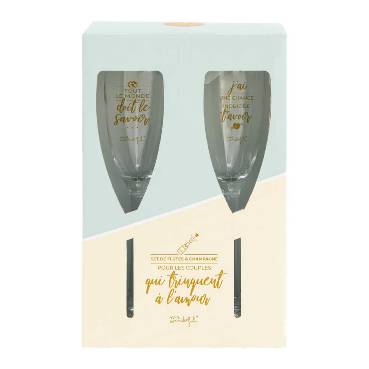 Set de 2 flûtes à champagne - Tout le monde doit le savoir : j'ai une chance inouïe de t'avoir - Image 2