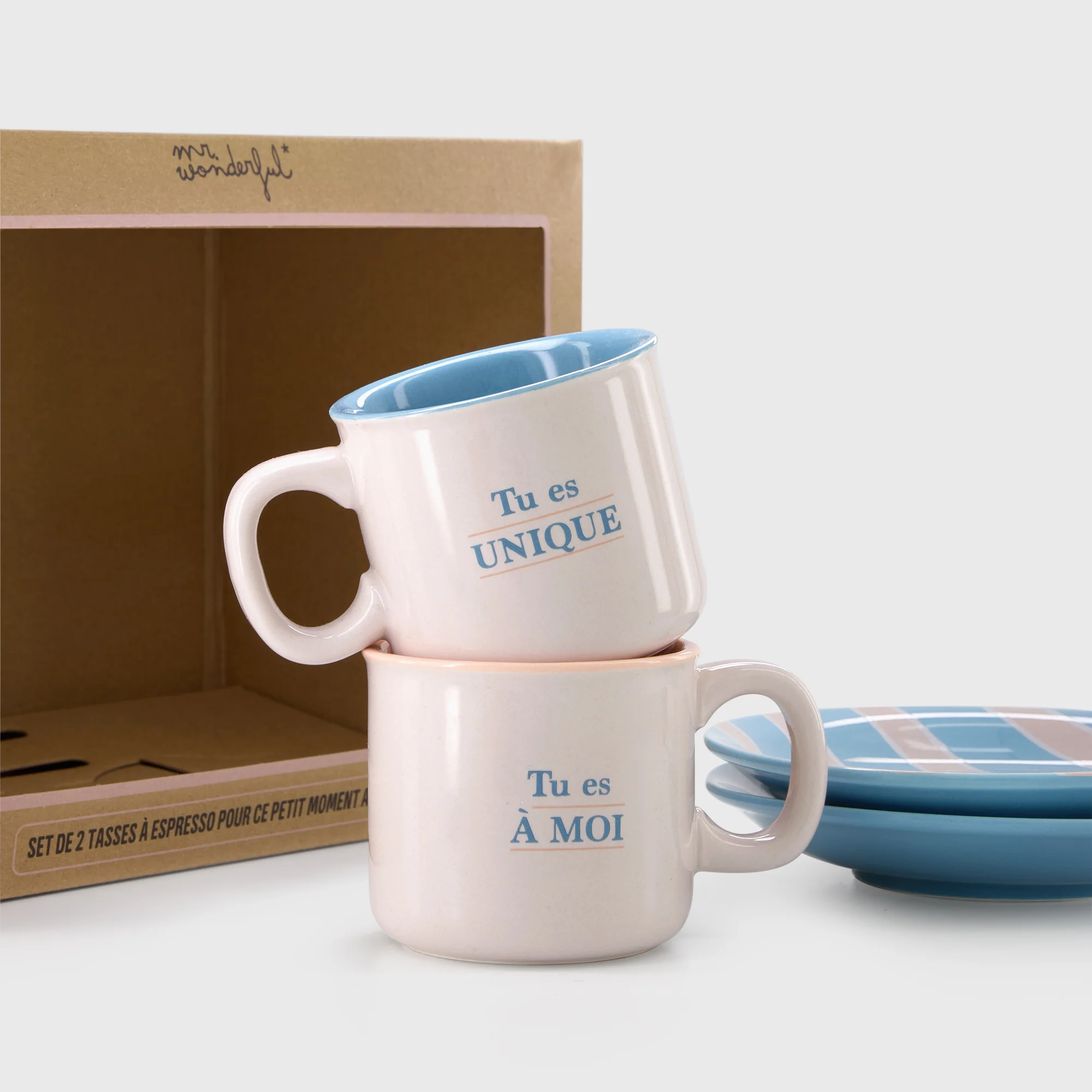 Set de 2 tasses espresso - Tu es unique. Tu es à moi - Image 2