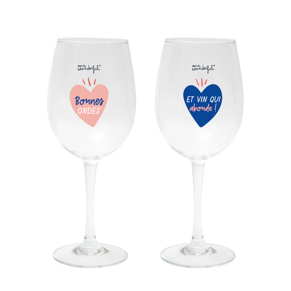 Set de 2 verres à vin - Bonnes ondes et vin qui abonde !