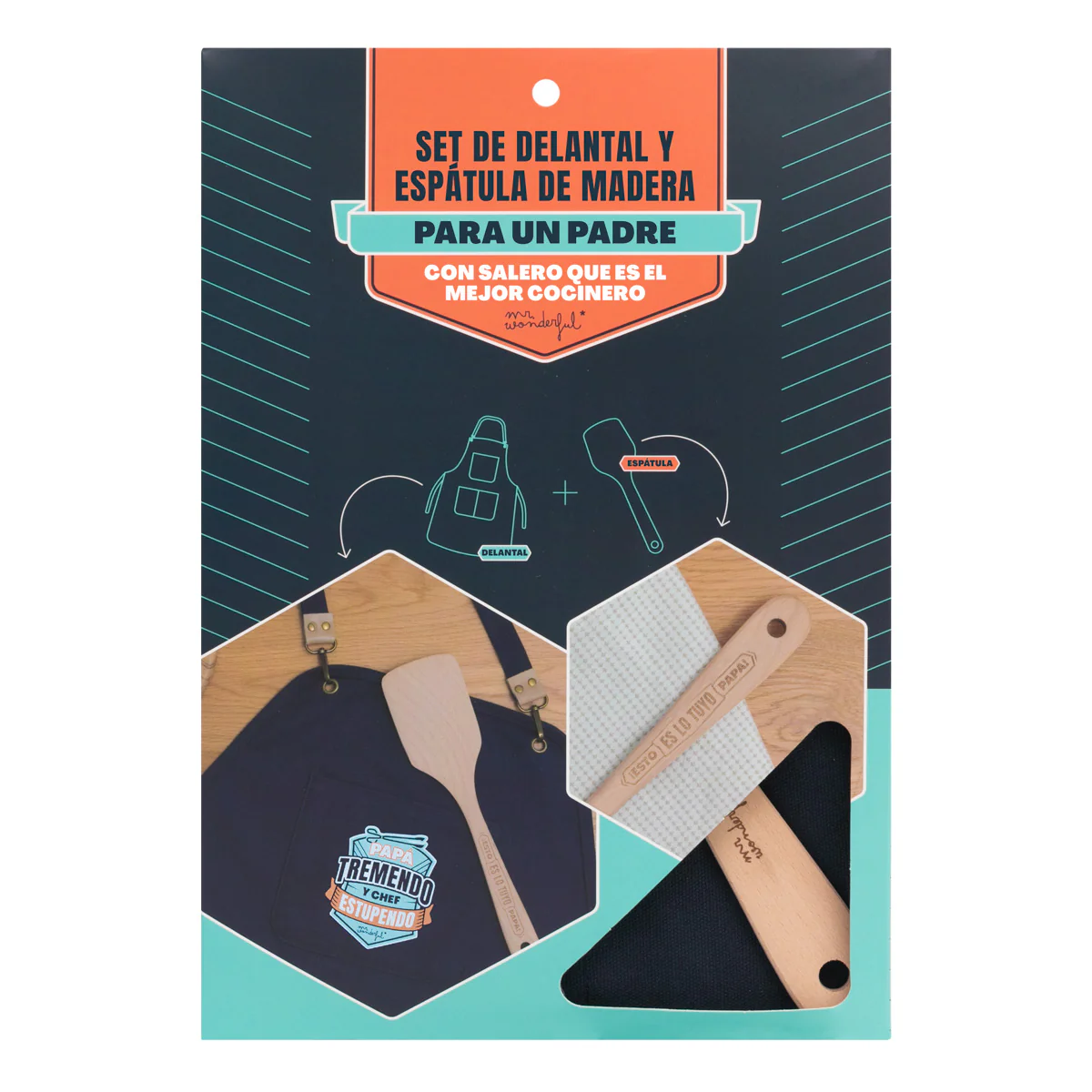 Set de delantal y espátula de madera para un padre con salero que es el mejor cocinero - Image 5