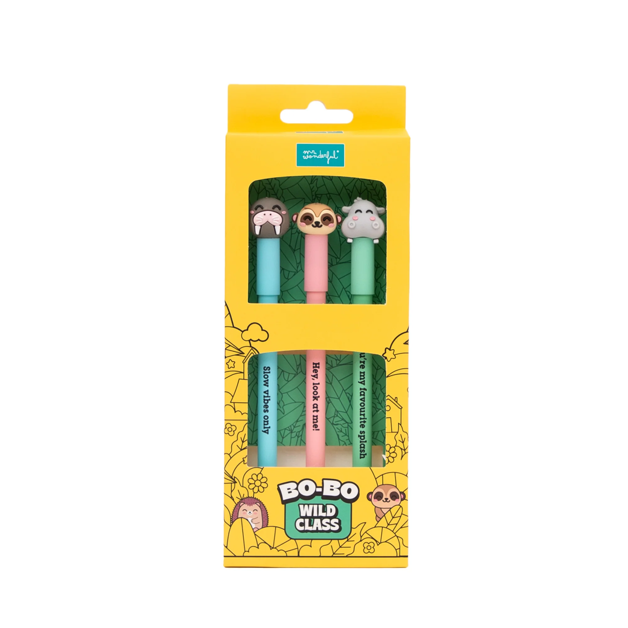 Set de 3 bolis borrables Bo-Bo - Morsa, Suricata e Hipopótamo