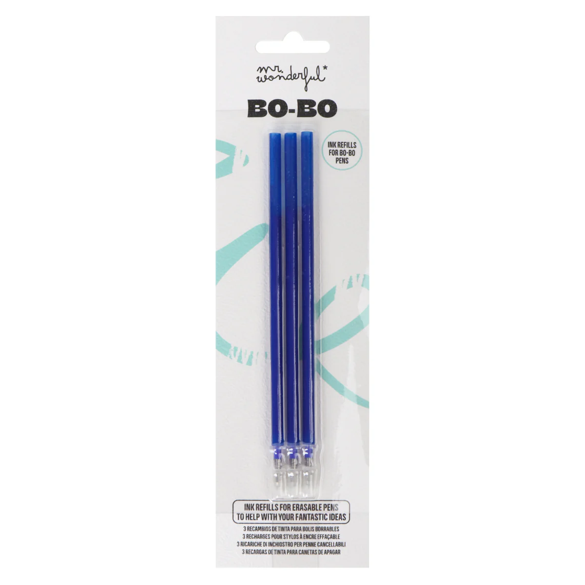 Set de 3 recambios de tinta para bolis borrables - Azul