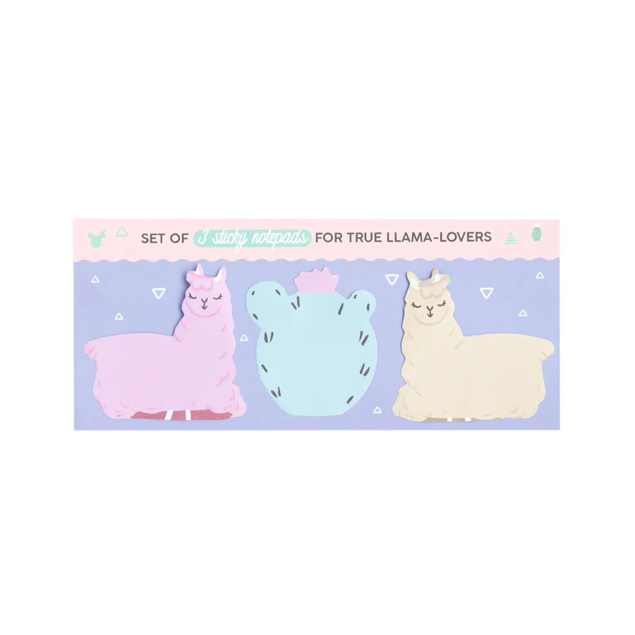 Set of 3 sticky notepads for true llama-lovers