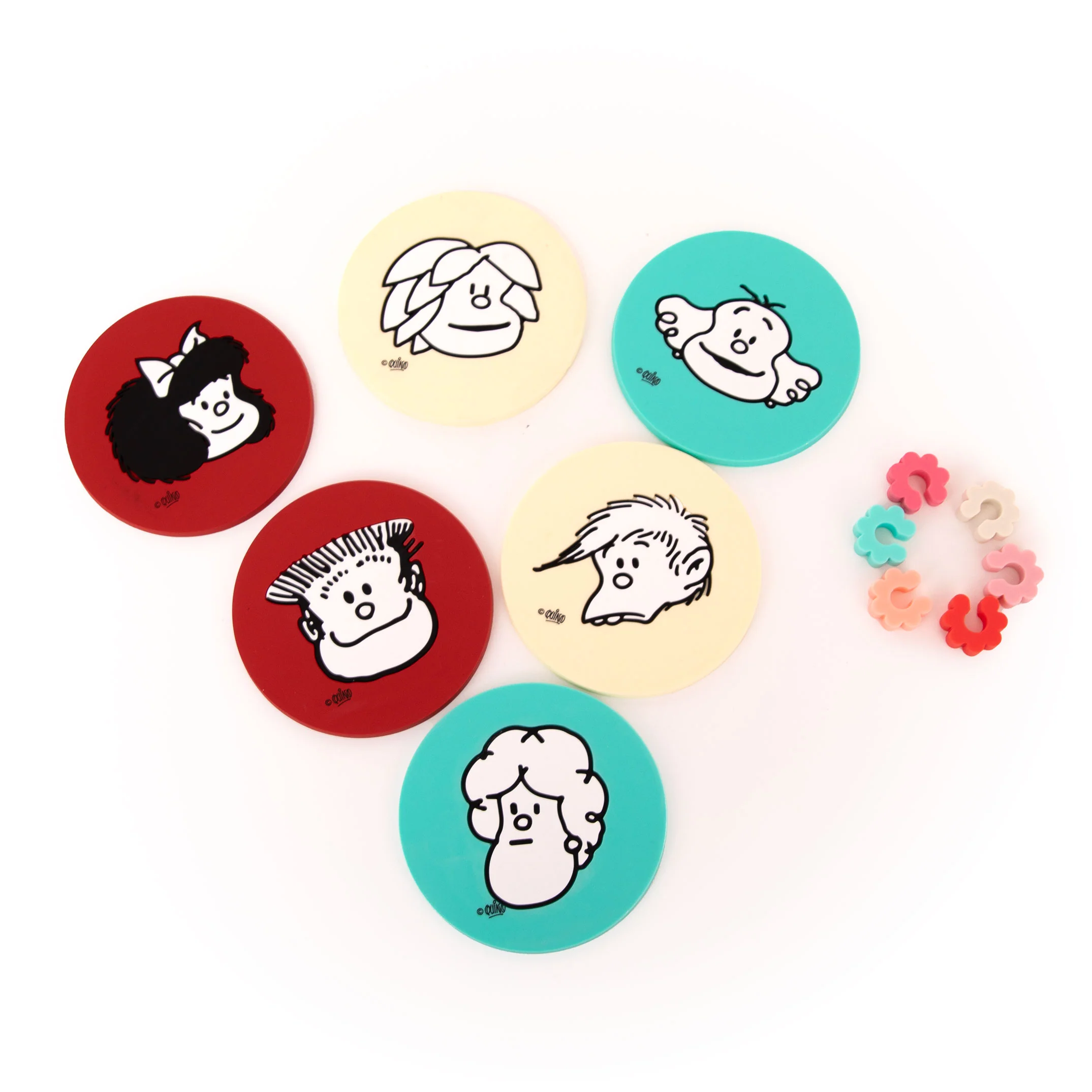 Set de 6 posavasos  + 6 identificadores de copas - Mafalda - Image 2