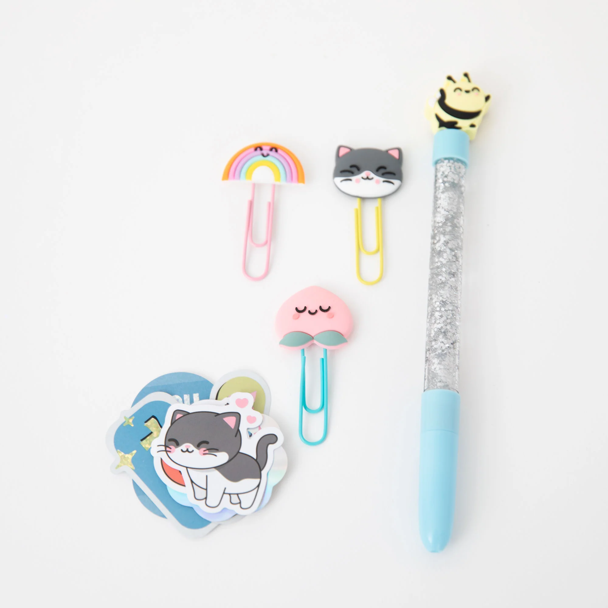 Set de estuche + boli + clips + pegatinas glitter - Be inspired - Image 4