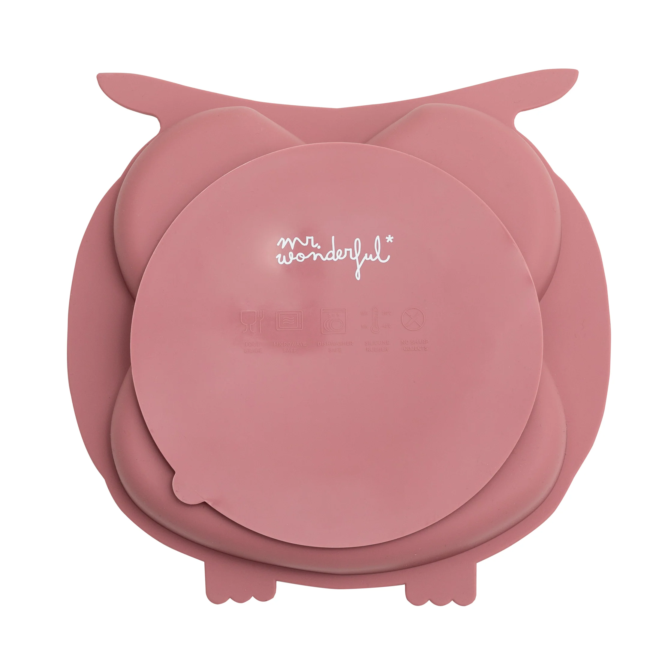 Plato de silicona con ventosa para bebés - Búho rosa - Image 2