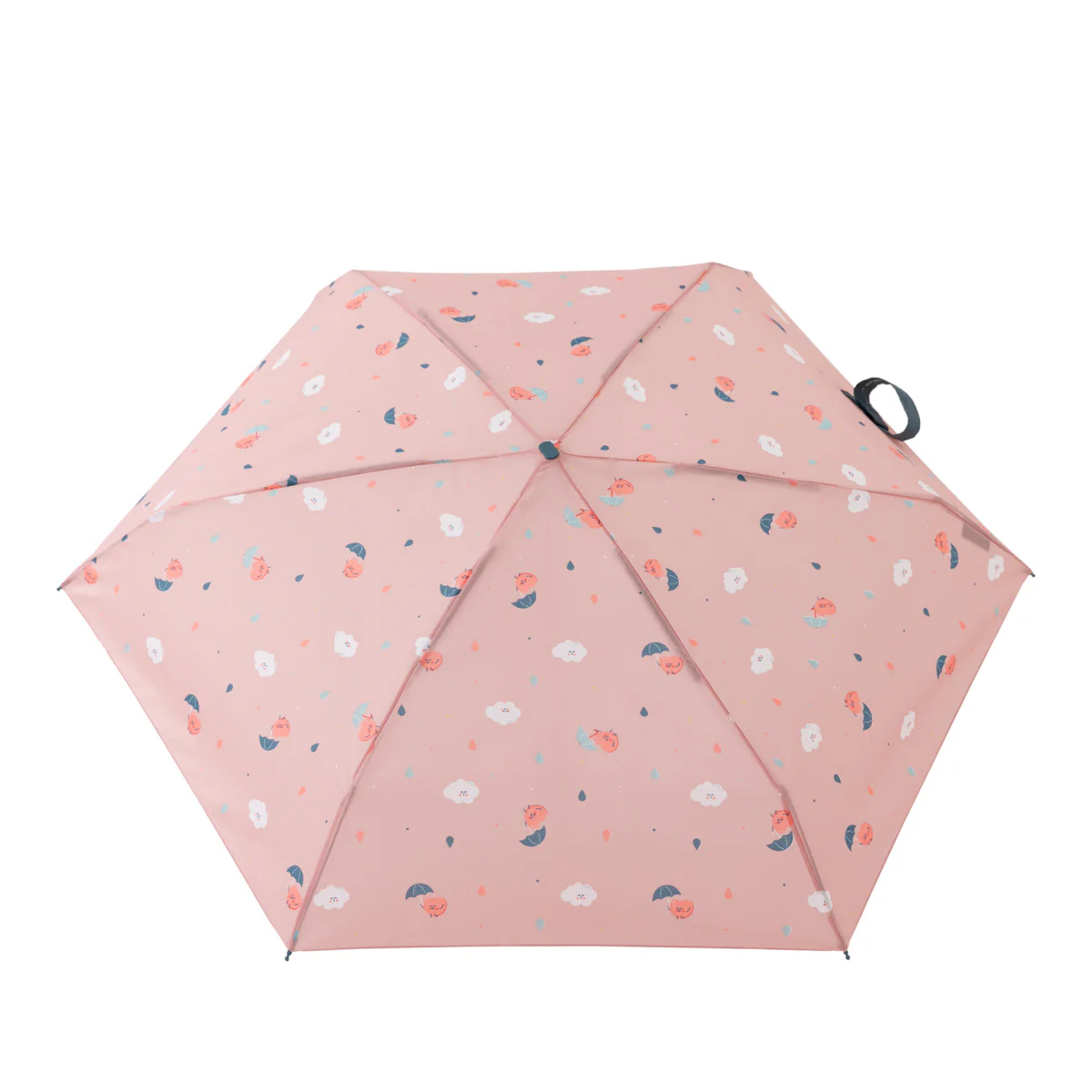 Small umbrella pink - Heart and cloud print
