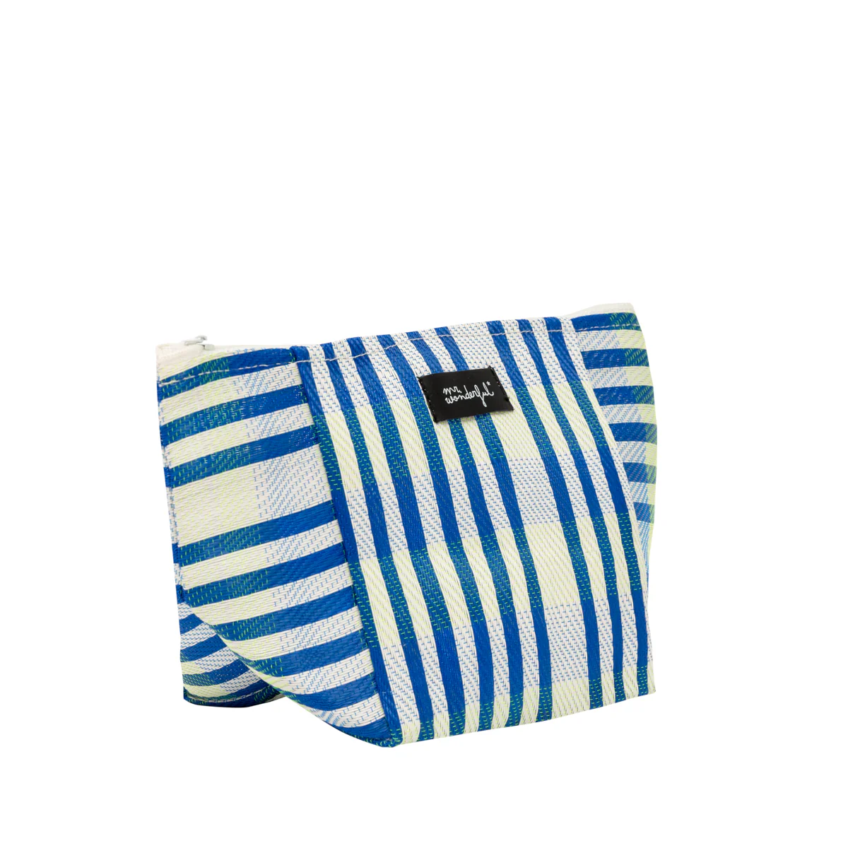 Striped beach toiletry bag – Blue and white. - Image 2