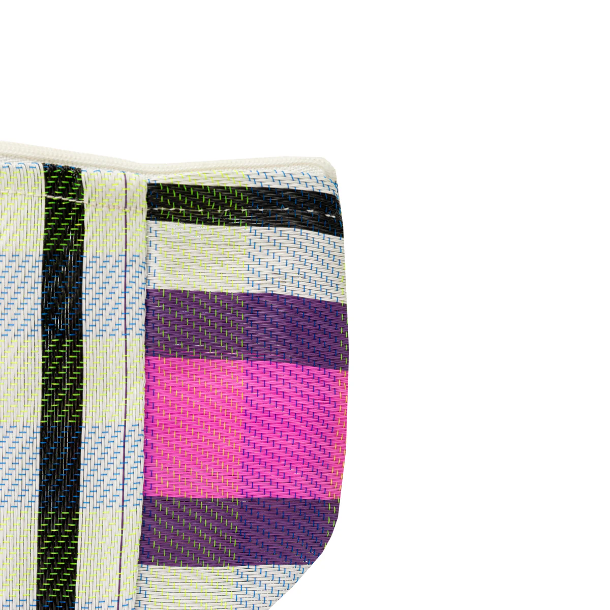 Striped beach toiletry bag – Purple, white and black. - Image 4