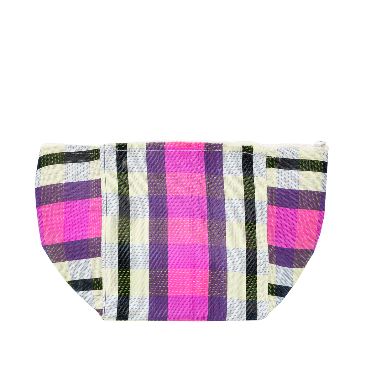 Striped beach toiletry bag – Purple, white and black. - Image 5