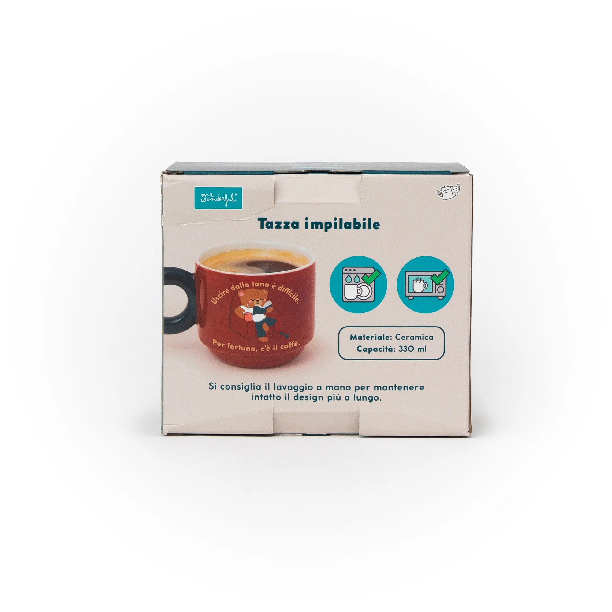 Tazza impilabile - Uscire dalla tana è difficile. Per fortuna, c’è il caffè. - Image 8