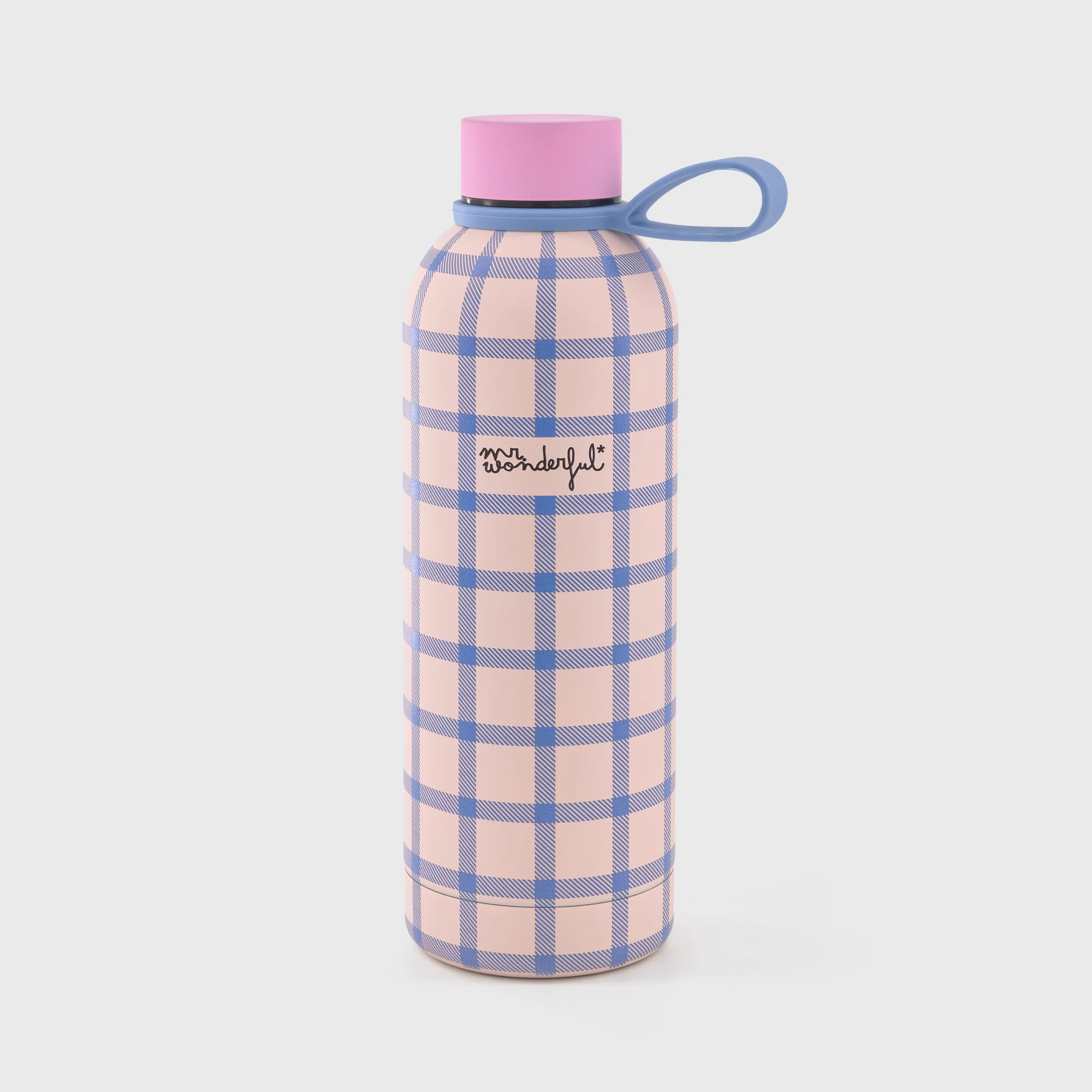Botella térmica - Cuadrados azules y rosas