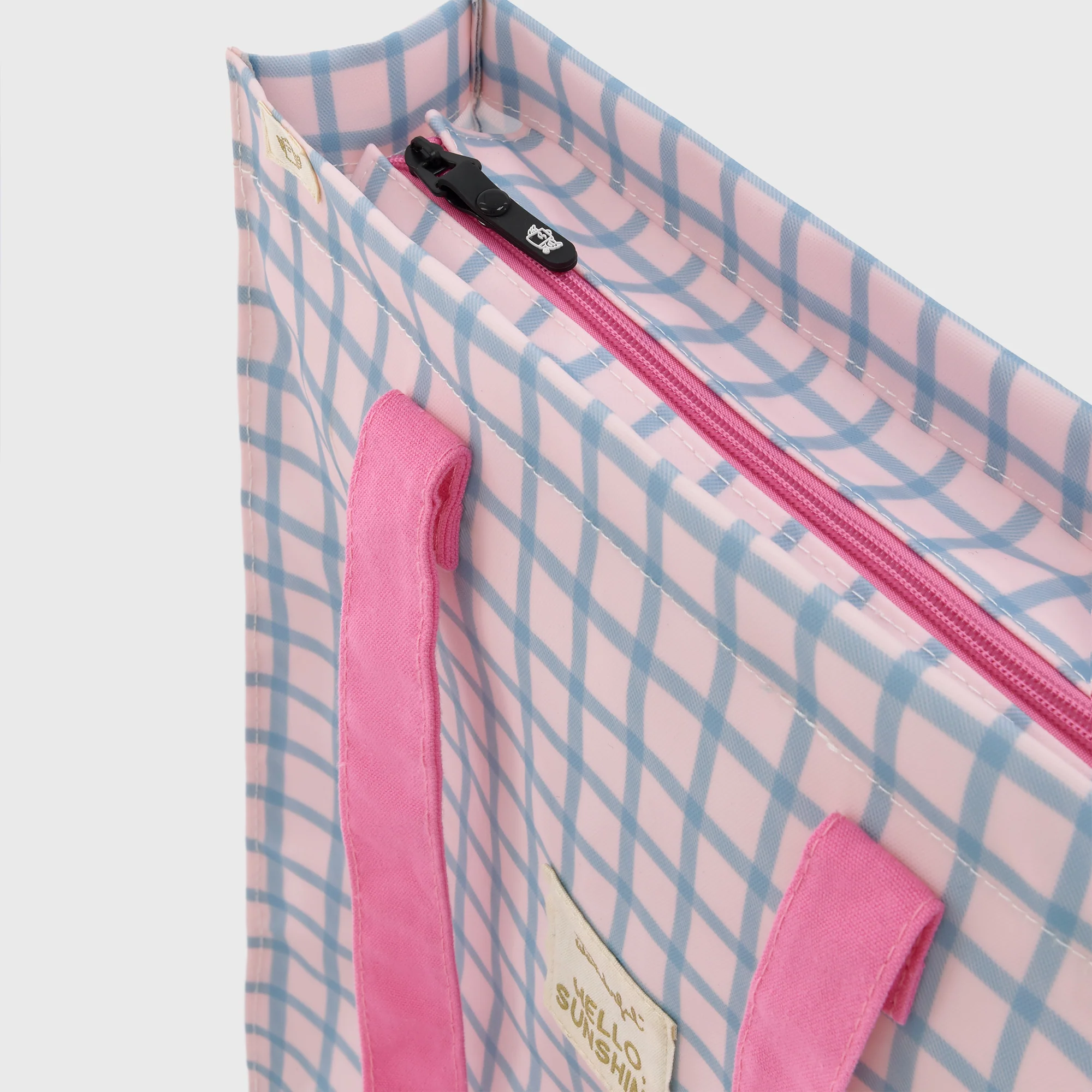 Bolsa de tela tote bag cuadrados azul y rosa - Hello, sunshine! - Image 4