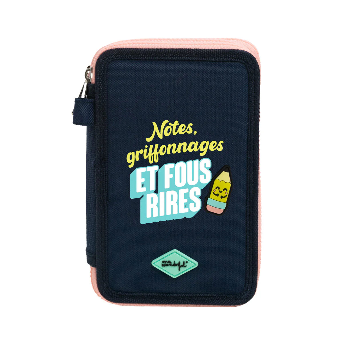 Trousse scolaire complète à 3 compartiments - Notes, griffonnages et fous rires